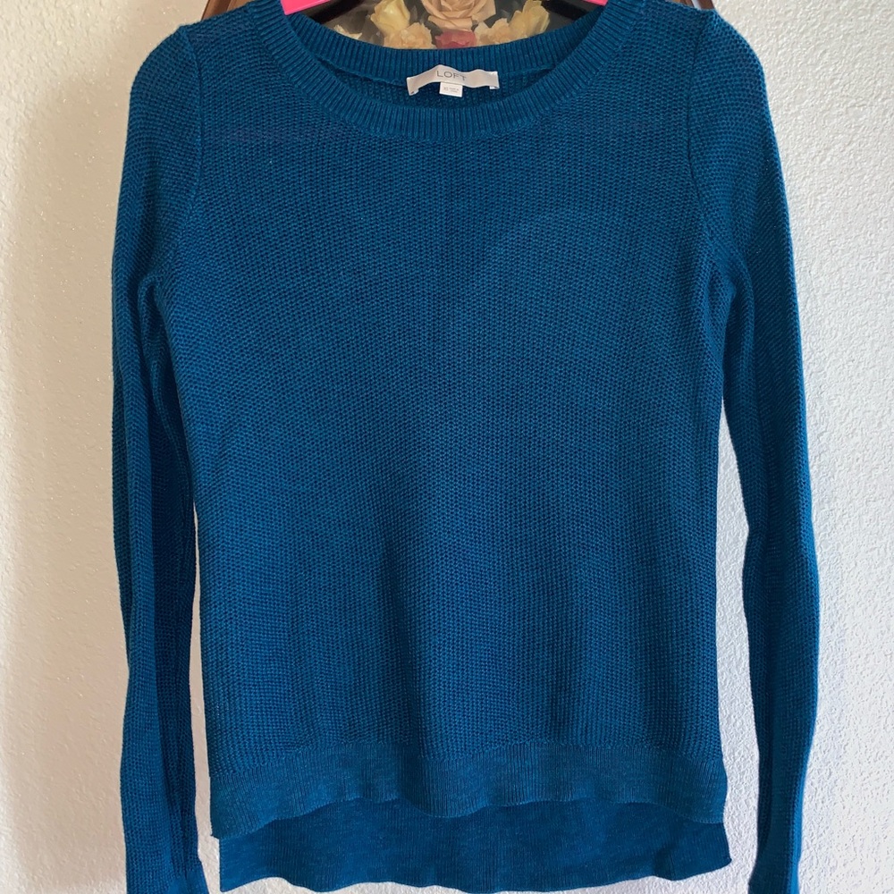 Sz Xsmall Loft Teal Gorgeous Sweater Split Sides